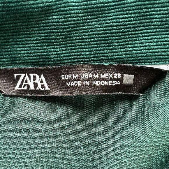 Zara Fine-Waled Emerald Green Corduroy Oversized Long Sleeve Button Blouse SZ M - Picture 10 of 14